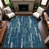 8' Blue And Ivory Striped Washable Area Rug With UV Protection