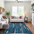 8' Blue And Ivory Striped Washable Area Rug With UV Protection
