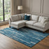 8' Blue And Ivory Striped Washable Area Rug With UV Protection