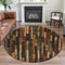8' X 8' Coffee Rust And Copper Striped Washable Round Rug With UV Protection