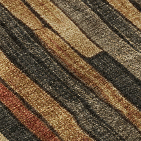 8' X 8' Coffee Rust And Copper Striped Washable Round Rug With UV Protection