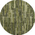 8' X 8' Olive Green And Beige Striped Washable Round Rug With UV Protection