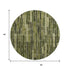 8' X 8' Olive Green And Beige Striped Washable Round Rug With UV Protection