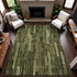 8' Olive Green And Beige Striped Washable Area Rug With UV Protection