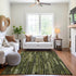 8' Olive Green And Beige Striped Washable Area Rug With UV Protection