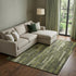 9' X 12' Olive Green And Beige Striped Washable Area Rug With UV Protection
