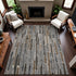 8' Pewter Gray And Silver Striped Washable Area Rug With UV Protection