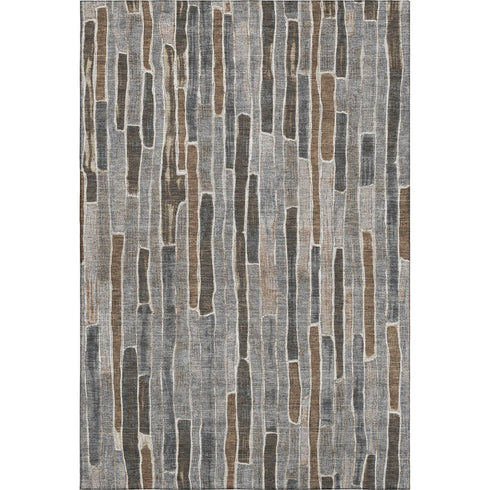 8' Pewter Gray And Silver Striped Washable Area Rug With UV Protection