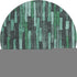 8' X 8' Sage Gray And Teal Striped Washable Round Rug With UV Protection
