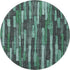 8' X 8' Sage Gray And Teal Striped Washable Round Rug With UV Protection