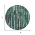8' X 8' Sage Gray And Teal Striped Washable Round Rug With UV Protection