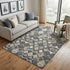 5' X 8' Graphite Peach And Ivory Geometric Washable Area Rug With UV Protection