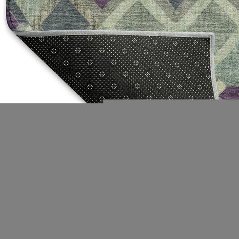 5' X 8' Pale Aqua And Purple Geometric Washable Area Rug With UV Protection