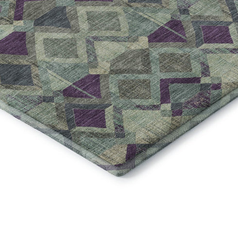5' X 8' Pale Aqua And Purple Geometric Washable Area Rug With UV Protection