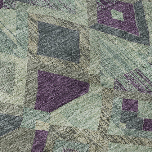5' X 8' Pale Aqua And Purple Geometric Washable Area Rug With UV Protection