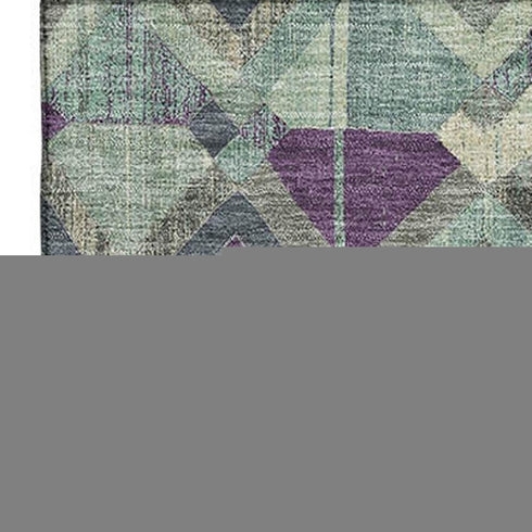 5' X 8' Pale Aqua And Purple Geometric Washable Area Rug With UV Protection
