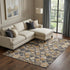 8' Wheat Charcoal And Ivory Geometric Washable Area Rug With UV Protection