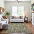 9' X 12' Artichoke Green Copper And Beige Striped Washable Area Rug With UV Protection