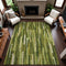 9' X 12' Green And Ivory Striped Washable Area Rug With UV Protection