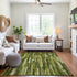 9' X 12' Green And Ivory Striped Washable Area Rug With UV Protection