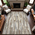 8' Ivory Gray And Brown Striped Washable Area Rug With UV Protection