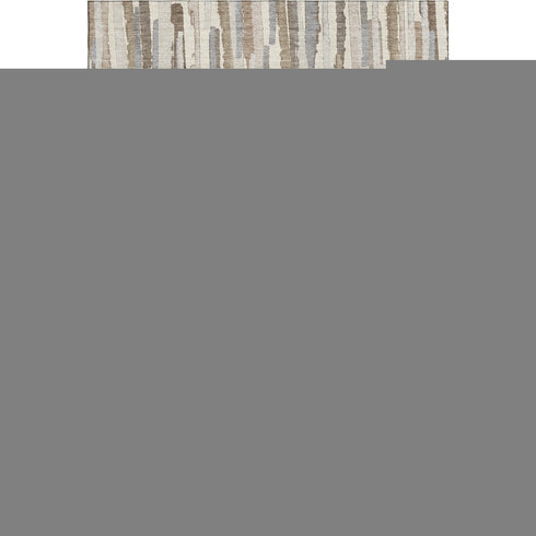 8' Ivory Gray And Brown Striped Washable Area Rug With UV Protection