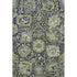 5' X 8' Fern Green Navy Blue And Ivory Damask Washable Area Rug With UV Protection