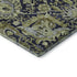 5' X 8' Fern Green Navy Blue And Ivory Damask Washable Area Rug With UV Protection