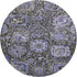 8' X 8' Purple Gray And Silver Damask Washable Round Rug With UV Protection