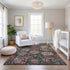 9' X 12' Salmon Teal And Peach Damask Washable Area Rug With UV Protection