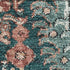 9' X 12' Salmon Teal And Peach Damask Washable Area Rug With UV Protection