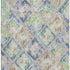 5' X 8' Beige Green And Blue Geometric Washable Area Rug With UV Protection