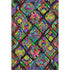 5' X 8' Black Red Pink And Green Geometric Washable Area Rug With UV Protection