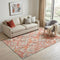 5' X 8' Coral Sky Blue And Mauve Geometric Washable Area Rug With UV Protection