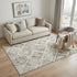 5' X 8' Ivory Brown And Gray Geometric Washable Area Rug With UV Protection