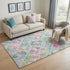 5' X 8' Lavender Teal And Orange Geometric Washable Area Rug With UV Protection
