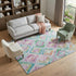 9' X 12' Lavender Teal And Orange Geometric Washable Area Rug With UV Protection
