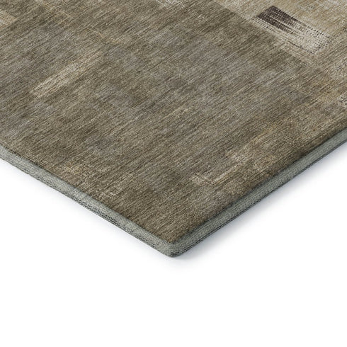 5' X 8' Coffee Beige And Ivory Abstract Washable Area Rug With UV Protection