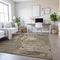 9' X 12' Coffee Beige And Ivory Abstract Washable Area Rug With UV Protection