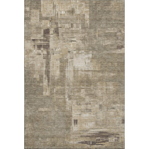 9' X 12' Coffee Beige And Ivory Abstract Washable Area Rug With UV Protection