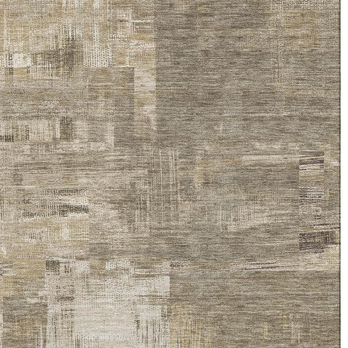 9' X 12' Coffee Beige And Ivory Abstract Washable Area Rug With UV Protection