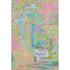 5' X 8' Pink Teal And Lime Green Abstract Washable Area Rug With UV Protection