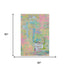 5' X 8' Pink Teal And Lime Green Abstract Washable Area Rug With UV Protection