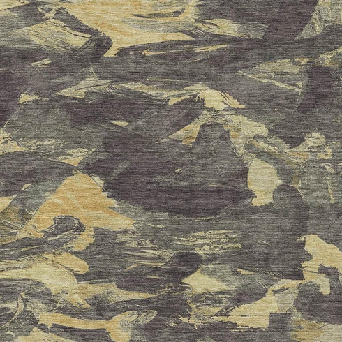 5' X 8' Charcoal And Gold Abstract Washable Area Rug With UV Protection