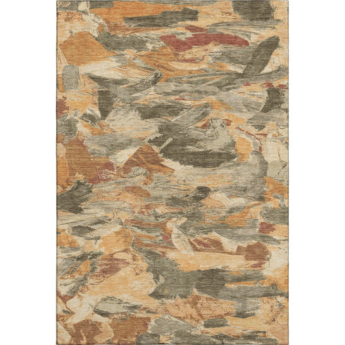 9' X 12' Copper Gray And Taupe Abstract Washable Area Rug With UV Protection