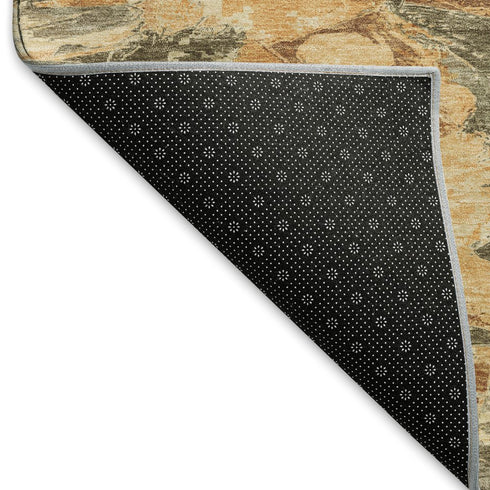 9' X 12' Copper Gray And Taupe Abstract Washable Area Rug With UV Protection