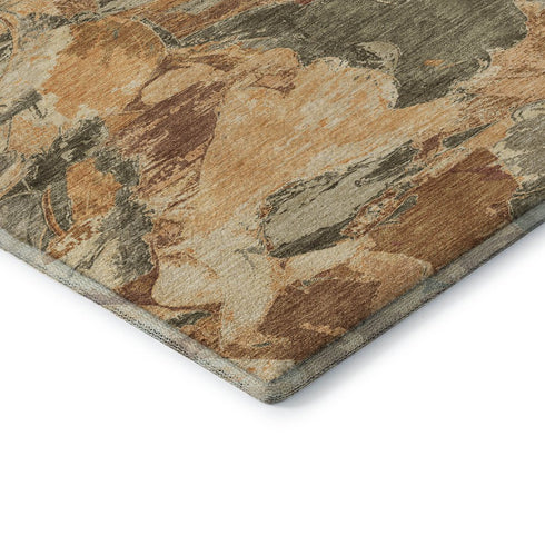 9' X 12' Copper Gray And Taupe Abstract Washable Area Rug With UV Protection