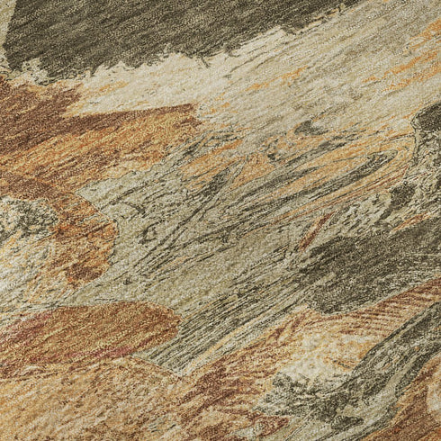 9' X 12' Copper Gray And Taupe Abstract Washable Area Rug With UV Protection