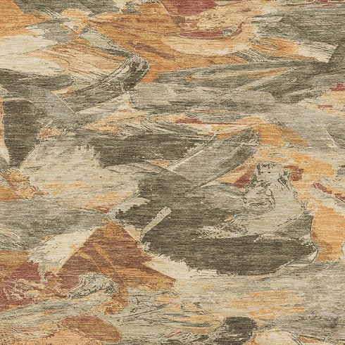 9' X 12' Copper Gray And Taupe Abstract Washable Area Rug With UV Protection