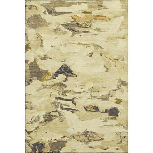 5' X 8' Gold Beige And Wheat Abstract Washable Area Rug With UV Protection